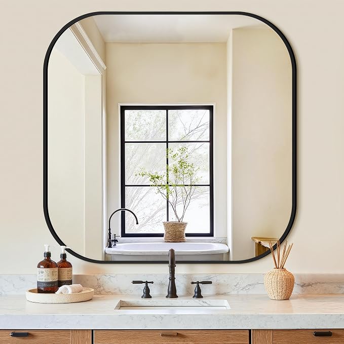 Bathroom Mirror for Wall, HD Reflection Shatterproof Square Mirror for Living by Unknown