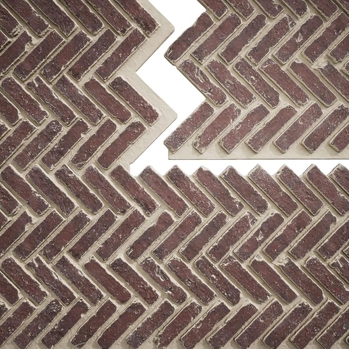 EverStone Herringbone Faux Brick Panel, 46 1/2"W x 25 1/4"H x 1"D, Merlot Color - Image 9