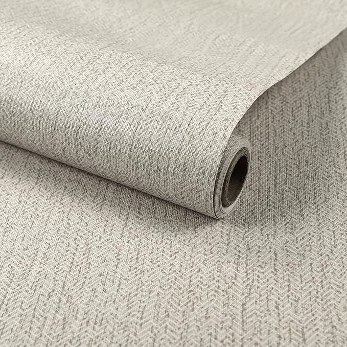 Grasscloth Peel and Stick Wallpaper Gray Faux Linen Contact Paper 15.7inch x by MANONIRIA