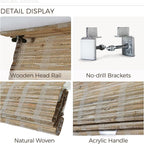 TWOPAGES Natural Woven No Drill Roman Shades, Custom Cordless Blackout Bamboo - Image 5