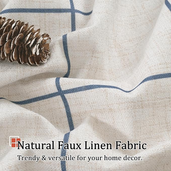 Lajode Navy Blue Linen Blackout Curtains - Image 5