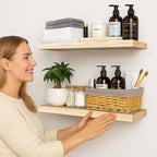 BGMG Wood Floating Shelves for Wall 30 inch, Rustic Wooden Wall Mount Shelves - Image 2
