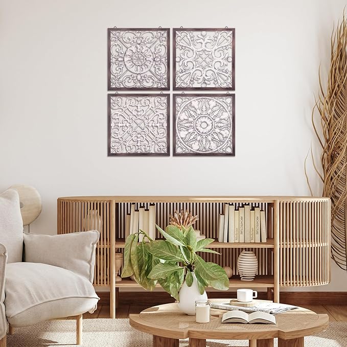Tatuo 4 Pcs Wood Art Wall Decor Farmhouse Decorative Wood Panels Modern Wall - Image 4