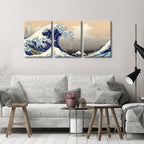 Wieco Art Great Wave of Kanagawa Katsushika Hokusai 3 Piece Modern Canvas - Image 4