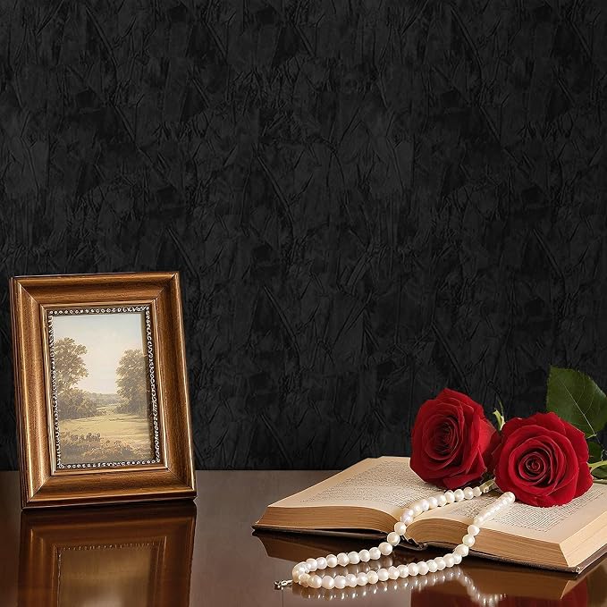 Self Adhesive Velvet Wallpaper Black Soft Velvet Fabric Wallpaper 17.7"x80" - Image 7