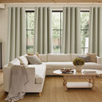 NICETOWN Beige Faux Linen Room Darkening Rod Pocket Curtains 63 inch Length - Image 4