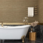 VEELIKE 15.7''x354'' Gold Brown Grasscloth Wallpaper Textured Woven Grass Cloth - Image 4