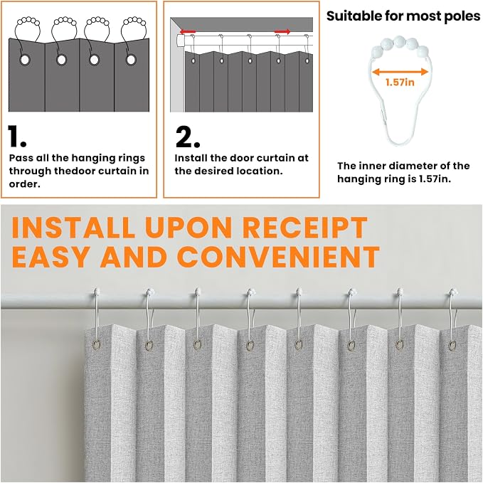 AJAZZ 100% Blackout Accordion Doors Interior Magnetic Door Curtain Closet Door - Image 7