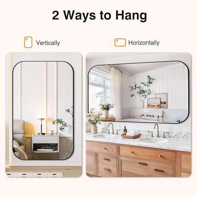 Bathroom Mirror for Wall, Large Bathroom Vanity Mirror for Over Sink 40 x 65 - Image 5