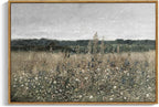 OIQArtOIQ Vintage Framed Wall Art Wildflower Field Meadow Canvas Art Prints by OIQArtOIQ
