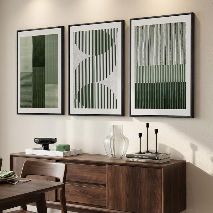 Large Framed Green Abstract Wall Art - Image 2