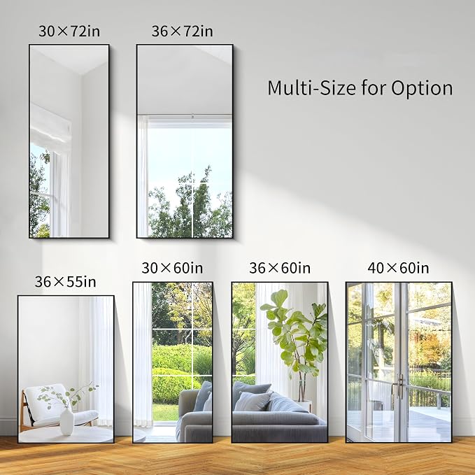 KOCUUY Bathroom Mirror, 30x55 Inch Large Black Mirrors - Image 10