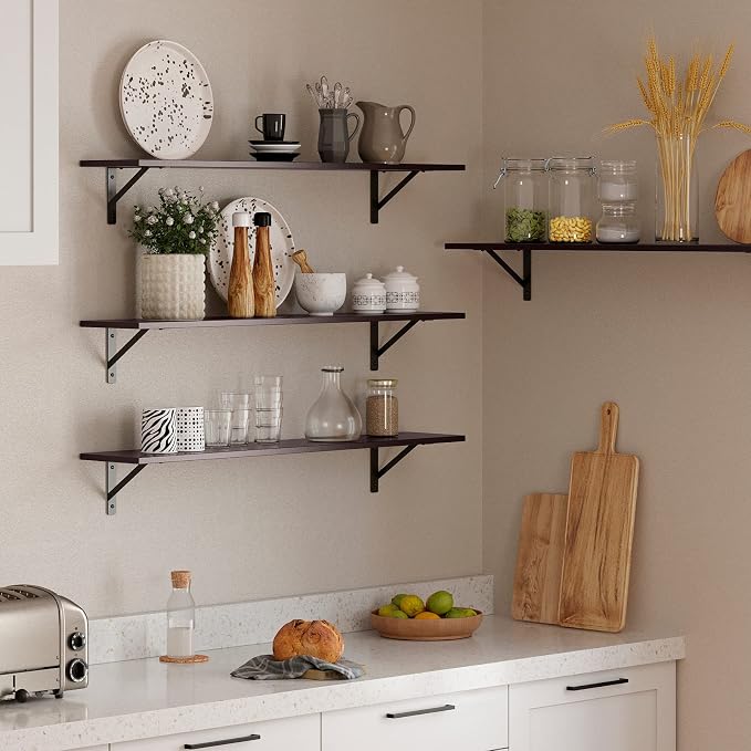 DINZI LVJ Long Wall Shelves, 39.4Inch Wall Mounted Shelves Set of 2, Extra - Image 6