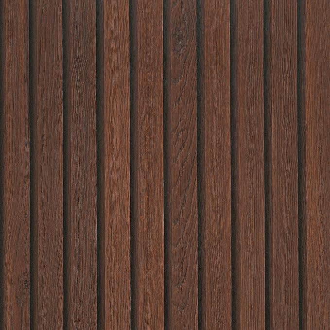VEELIKE Dark Walnut Wood Slat Wallpaper Peel and Stick Wood Grain Panel by VEELIKE