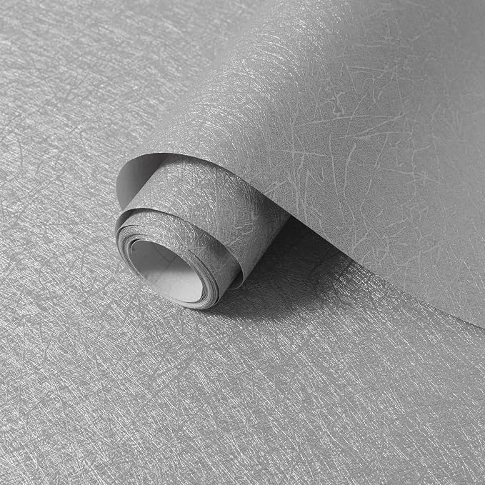 Abyssaly 15.7 inch X 118 inch Silver Grey Wallpaper Embossed Self Adhesive Peel - Image 8