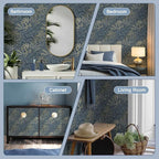 Safiyya Blue Vintage Floral Wallpaper Peel and Stick Contact Paper 17.3" x - Image 5