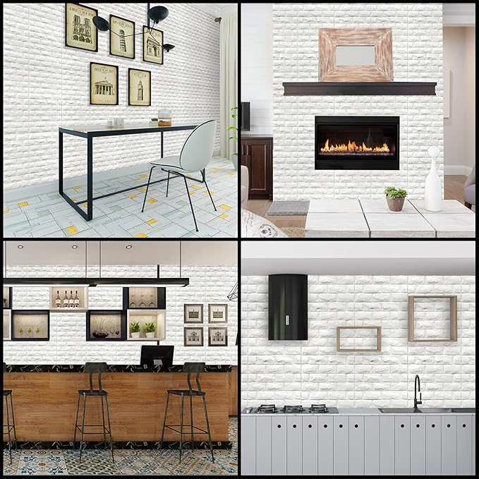 3D Wall Panels Peel and Stick 11PCS White Foam Brick Wallpaper - Image 4