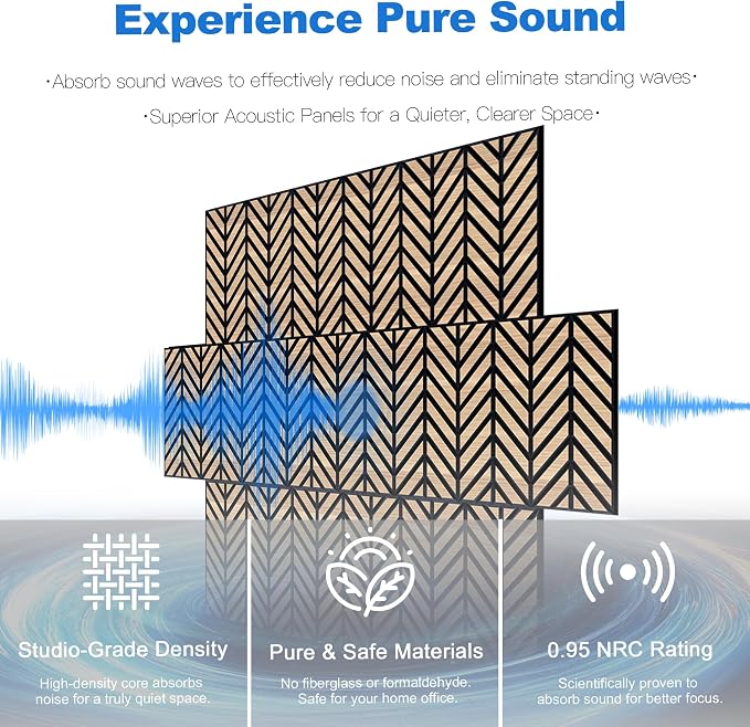 Mollywell Acoustic Panels, PVC Wood-Grain Decor, 12x12 Inch Carved Pattern - Image 4