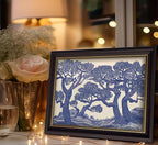 Vintage Gold Framed Wall Art Oak Tree Forest Painting Canvas Prints Blue - Image 9