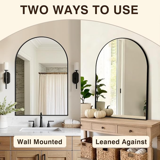 Vanity Bathroom Mirror for Wall, 2 Pack 36”x24” Arched Bathroom Mirror for Over - Image 6