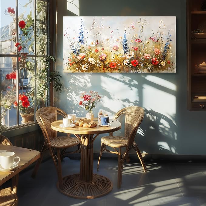 SERIMINO Modern Wildflower Wall Art, Rustic Botanical Floral Extra Large Artwork - Image 5