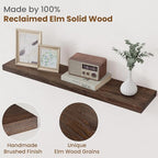 Floating Shelves for Wall Decor, 8 Inch Deep Rustic Solid Elm Wood Floating - Image 3