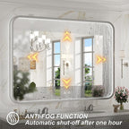 LED Bathroom Mirror with Lights, 43x36 Inch Brushed Silver Framed Lighted - Image 4