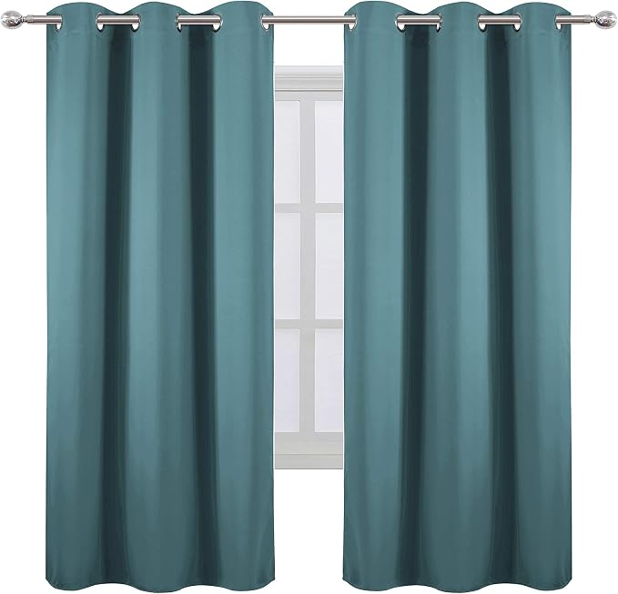 LEMOMO Sea Teal Thermal Blackout Curtains/42 x 72 Inch/Set of 2 Panels Room - Image 2