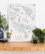 Froluya Cream White and Blue Floral Wallpaper Peel and Stick Wallpaper - Image 7