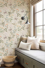 Simon&Siff Vintage Wallpaper Peel and Stick Beige Floral Contact Paper - Image 3
