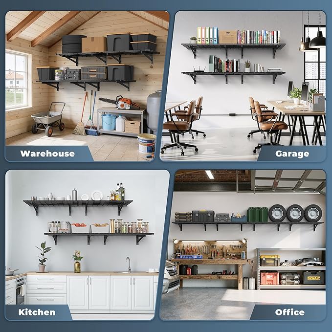 Jusgym 4 Pack Heavy Duty Garage Wall Shelving Set, Wall Mounted Garage Shelves - Image 6