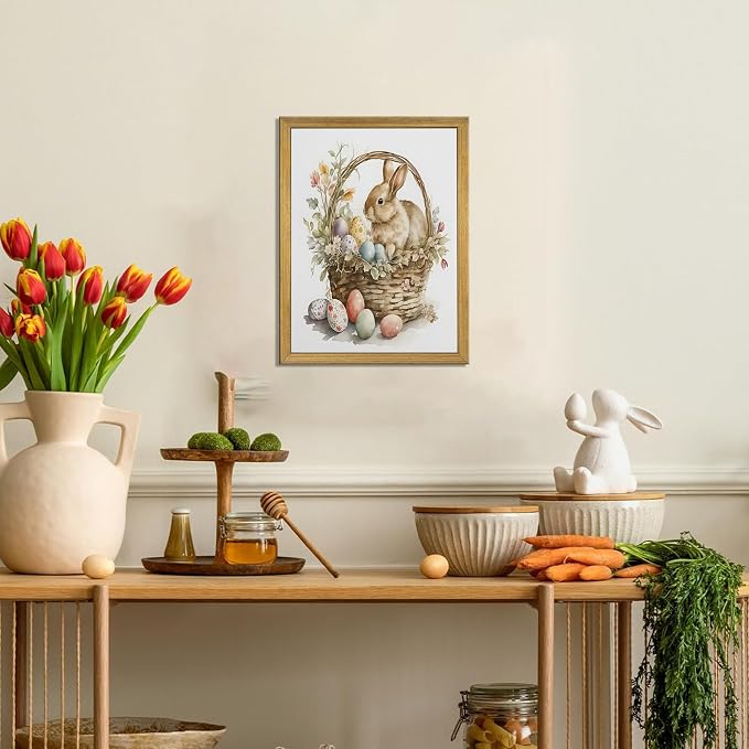 Easter Bunny Wall Art, Vintage Easter Bunny Eggs Poster Print Wall Decor - Image 4