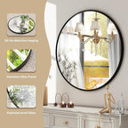 HARRITPURE Round Mirror 19.6 Black Wall Mounted Circle Mirrors Vanity Mirror - Image 3