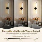 Morauroral Black Battery Operated Wall Sconces Set of 2, Rechargeable Wall - Image 2