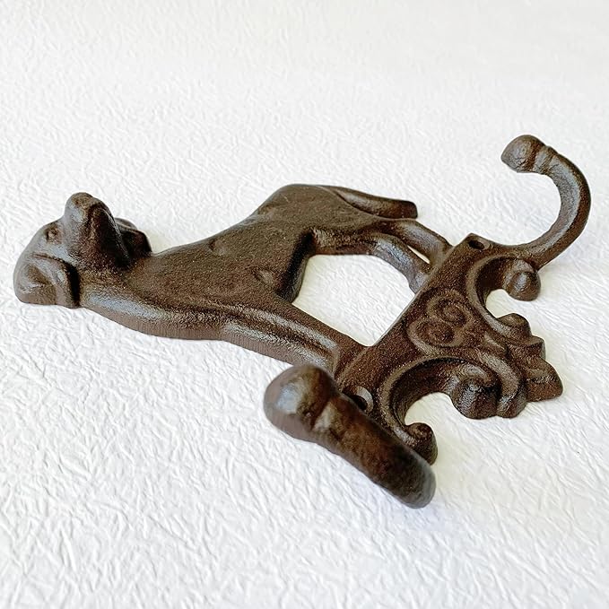 Rustic Dog-Shaped Decorative Wall Hook Rack Hangers - Image 3