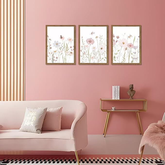 Framed Wildflower Wall Art Set of 3, Vintage Flower Botanical Paintings - Image 8