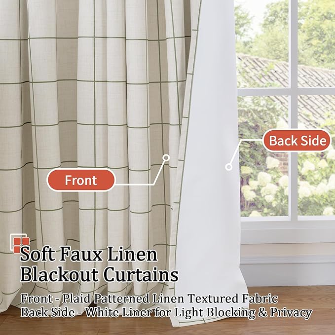 Lajode Plaid Curtains Pattern Printed 90 Inches Long - Image 3