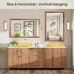 48x30 Inch Bathroom Mirror for Wall, Anti-Rust Walnut Wood Grain Metal Framed - Image 7