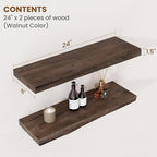 Floating Shelves for Wall Decor, Rustic Solid Elm Wood Live Edge Floating - Image 2