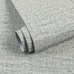 15.75"x590.6" Gray Grasscloth Wallpaper Peel and Stick Removable Textured Wall by MANONIRIA