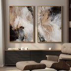 Large Framed Neutral Abstract Set of 2 Wall Art by MXART