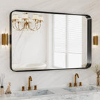 48X30 Inch Black Metal Framed Bathroom Mirror by MYSUNORIA