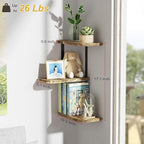 Love-KANKEI Corner Shelf Wall Mount of 3 Tier Rustic Wood Floating Shelves - Image 3