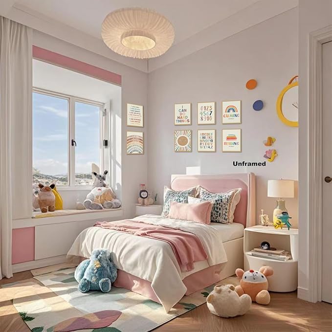 SEHSUVC Baby Alphabet 1 2 3 Wall Art Set of 9, Number Rainbow Canvas Posters - Image 7