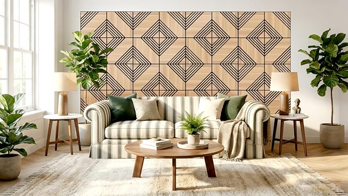 Mollywell Acoustic Panels, PVC Wood-Grain Decor, 12x12 Inch Carved Pattern - Image 8