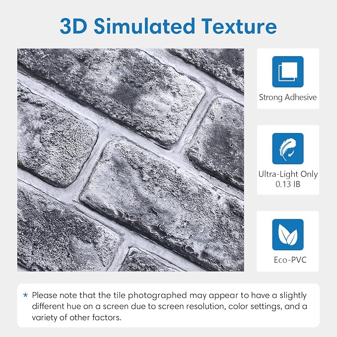 COMSTICKC 3D Faux Brick Wall Panels Peel and Stick, Small Size Thin PVC - Image 3