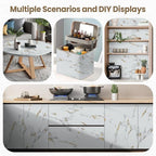 practicalWs Glossy Marble Wallpaper Peel and Stick White/Gold Granite Contact - Image 4