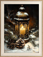 VIYYIEA Winter Framed Wall Art for Living Room, Oil Lamp Canvas Prints - Image 2