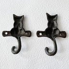 Rustic Cat-Shaped Decorative Wall Hook Rack Hangers - Image 7