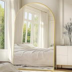 Arched Full Length Mirror with Stand, Extra Large Gold Full Length Body Mirror - Image 2